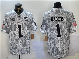 New York Giants #1 Malik Nabers Arctic Camo 2024 Salute To Service Limited Jersey