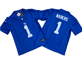 New York Giants #1 Malik Nabers Blue Vapor F.U.S.E. Limited Jersey