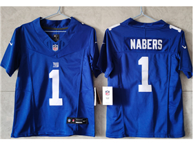 New York Giants #1 Malik Nabers Youth Blue Vapor F.U.S.E. Limited Jersey