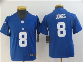 New York Giants #8 Daniel Jones Youth Blue Vapor Limited Jersey