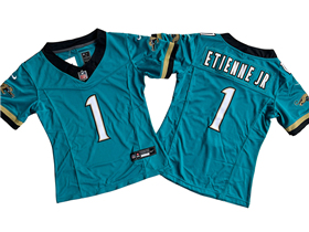 Jacksonville Jaguars #1 Travis Etienne Women's Teal Prowler Throwback Vapor F.U.S.E. Limited Jersey