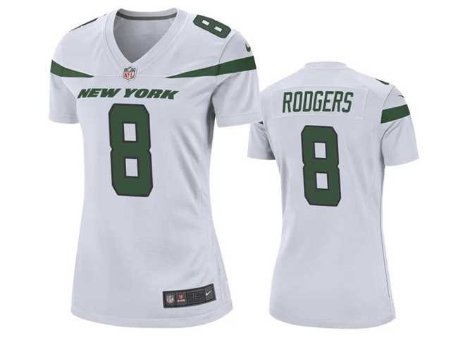 New York Jets #8 Aaron Rodgers Women's White Vapor Limited Jersey - TTE ...