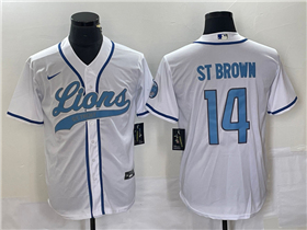 Detroit Lions #14 Amon-Ra St. Brown White Baseball Cool Base Jersey