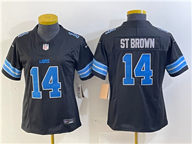 Detroit Lions #14 Amon-Ra St. Brown Women's 2024 Black Vapor F.U.S.E. Limited Jersey