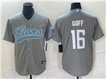 Detroit Lions #16 Jared Goff Light Blue Baseball Cool Base Jersey