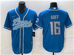 Detroit Lions #16 Jared Goff Light Blue Baseball Cool Base Jersey