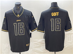 Detroit Lions #16 Jared Goff Black Gold Vapor Limited Jersey