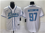 Detroit Lions #97 Aidan Hutchinson White Baseball Cool Base Jersey