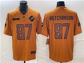 Detroit Lions #97 Aidan Hutchinson 2023 Brown Salute To Service Limited Jersey