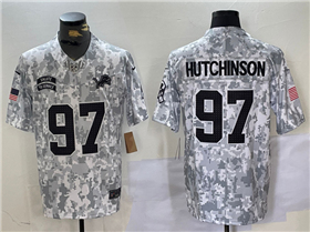 Detroit Lions #97 Aidan Hutchinson Arctic Camo 2024 Salute To Service Limited Jersey