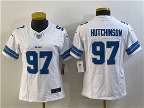 Detroit Lions #97 Aidan Hutchinson Women's 2024 White Vapor F.U.S.E. Limited Jersey