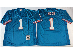 Houston oilers #1 Warren Moon Throwback Light Blue Jersey