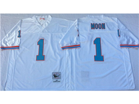 Houston oilers #1 Warren Moon Throwback White Jersey