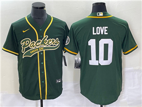 Green Bay Packers #10 Jordan Love Green Baseball Cool Base Jersey