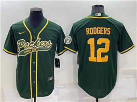 Green Bay Packers #12 Aaron Rodgers Green Baseball Cool Base Jersey