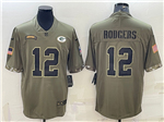 Green Bay Packers #12 Aaron Rodgers 2022 Olive Salute To Service Limited Jersey