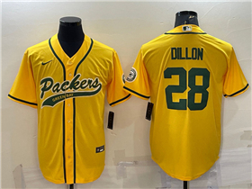 Green Bay Packers #28 A.J. Dillon Gold Baseball Cool Base Jersey