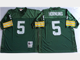 Green Bay Packers #5 Paul Hornung 1966 Throwback Green Jersey