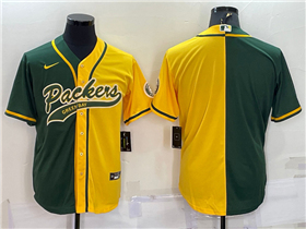 Green Bay Packers Split Green/Gold Baseball Cool Base Team Jersey