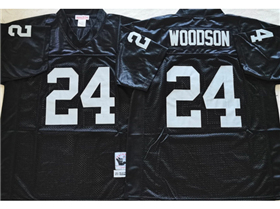 Oakland Raiders #24 Charles Woodson Throwback Black Jersey