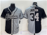 Las Vegas Raiders #34 Bo Jackson Split Black/Gray Baseball Cool Base Jersey