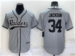 Las Vegas Raiders #34 Bo Jackson Gray Baseball Cool Base Team Jersey