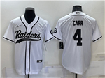 Las Vegas Raiders #4 Derek Carr White Baseball Cool Base Jersey