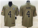 Las Vegas Raiders #4 Derek Carr 2022 Olive Salute To Service Limited Jersey