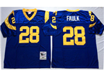 St. Louis Rams #28 Marshall Faulk Throwback Blue Jersey