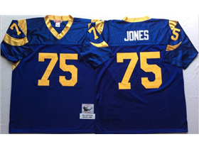 Los Angeles Rams #75 Deacon Jones Throwback Blue Jersey