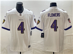 Baltimore Ravens #4 Zay Flowers White Vapor Limited Jersey