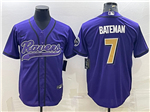 Baltimore Ravens #7 Rashod Bateman Color Rush Purple Baseball Jersey