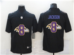 Baltimore Ravens #8 Lamar Jackson Black Shadow Logo Limited Jersey