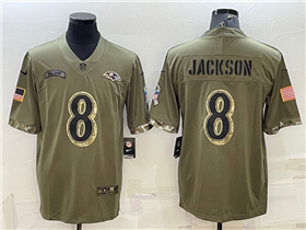 Baltimore Ravens #8 Lamar Jackson 2022 Olive Salute To Service Limited Jersey