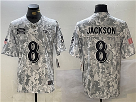 Baltimore Ravens #8 Lamar Jackson Arctic Camo 2024 Salute To Service Limited Jersey