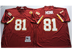 Washington Redskins #81 Art Monk Throwback Burgundy Jersey