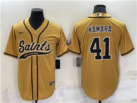 New Orleans Saints #41 Alvin Kamara Gold Baseball Cool Base Jersey