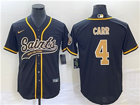 New Orleans Saints #4 Derek Carr Black Baseball Cool Base Jersey