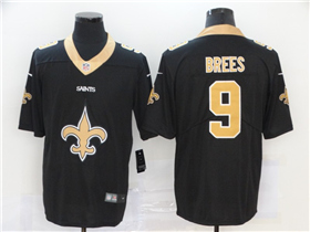 New Orleans Saints #9 Drew Brees Black Team Big Logo Vapor Limited Jersey