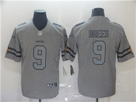 New Orleans Saints #9 Drew Brees Gray Gridiron Gray Limited Jersey