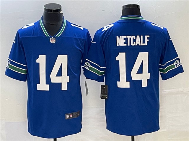 Seattle Seahawks #14 DK Metcalf Royal Throwback Vapor Limited Jersey ...