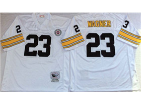 Pittsburgh Steelers #23 Mike Wagner 1975 Throwback White Jersey