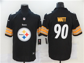 Pittsburgh Steelers #90 T.J. Watt Black Team Big Logo Vapor Limited Jersey