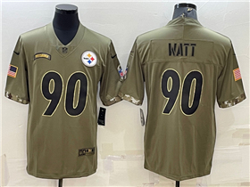 Pittsburgh Steelers #90 T.J. Watt 2022 Olive Salute To Service Limited Jersey