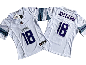 Minnesota Vikings #18 Justin Jefferson Women's Alternate White Vapor F.U.S.E. Limited Jersey