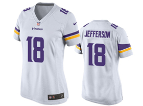 Minnesota Vikings #18 Justin Jefferson Women's White Vapor Limited Jersey