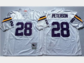 Minnesota Vikings #28 Adrian Peterson Throwback White Jersey