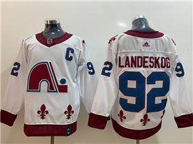 Colorado Avalanche #92 Gabriel Landeskog White 2020/21 Reverse Retro Jersey