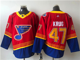 St. Louis Blues #47 Torey Krug Red 2020/21 Reverse Retro Jersey