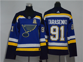 St. Louis Blues #91 Vladimir Tarasenko Women's Home Blue Jersey